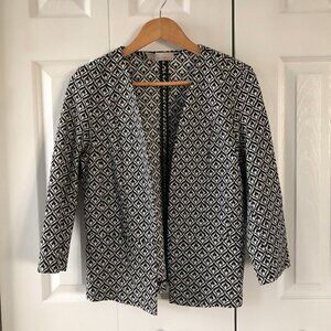 Roz & Ali Geometric Print Open Front Career Jacket